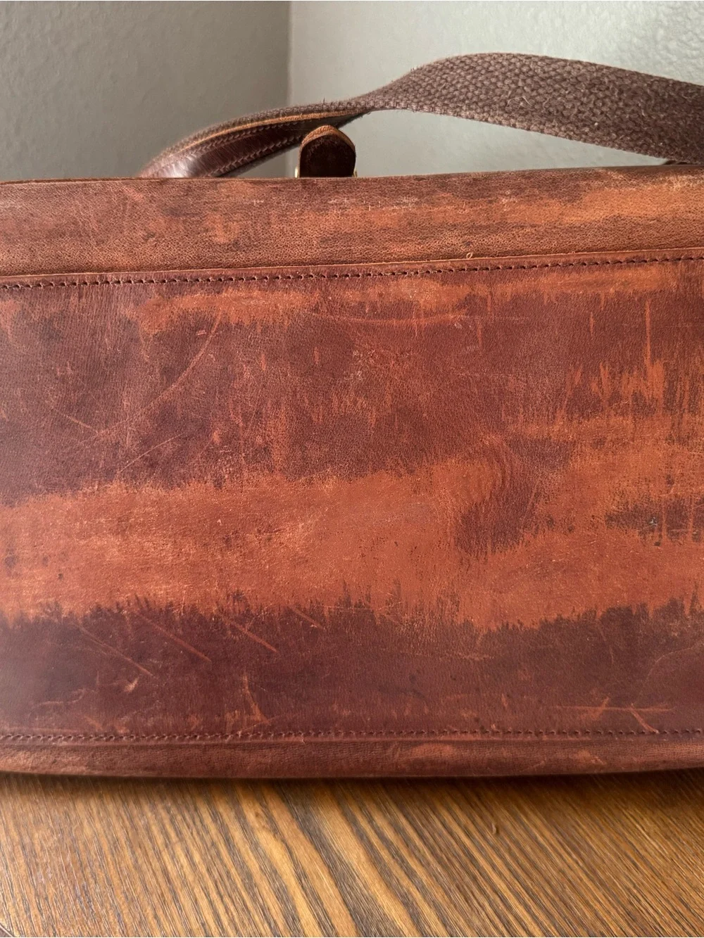 S-Zone Crazy Horse Genuine Leather Laptop Tote Bag 14” Work Crossbody Brown 17”